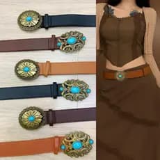 Cinto Feminino Largo Fivela Com Pedra Moda Feminina Country
