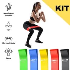 Kit 5 Faixas Elásticas Para Exercícios Multifuncional Yoga Fisioterapia e Treino