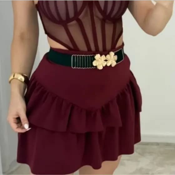 Saia feminina babado country, Saia rodeio. Saia detalhe ripper, Saia babadinho,Saia festa balada,saia tecido new premium