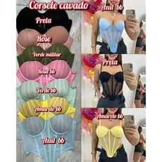 Cropped Corselete,Corset Feminino Tule Com bojo barbatana Elegante Regula nas costas