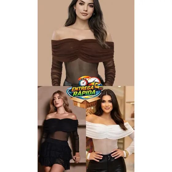BODY FEMININO MANGA LONGA,TULE CIGANA BABADO PREMIUM CASUAL,BODE DE TULE OMBRO A OMBRO COM TOP DE FORRO DRAPEADO,BORY