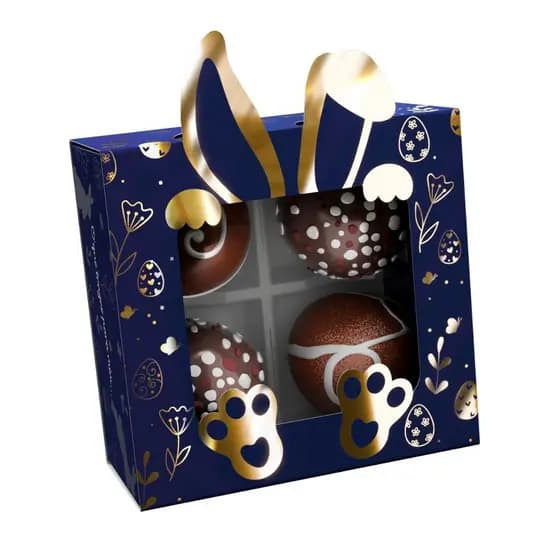 Embalagem p/4 Brigadeiro Pascoa Azul - Pcte c/25 unid
