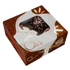 Embalagem p/4 Brigadeiro Pascoa Marrom - Pcte c/25 unid