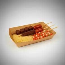Kit 100 - Bandeja Petisqueira Kraft Barca Canoa Descartável (18x9x4,5cm)