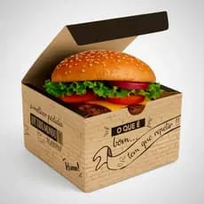 Kit 100 - Caixa Embalagem Hamburguer Lanche Kraft Automática Box Delivery FastFood
