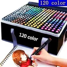 Caneta Marcadora de Arte com100/120 Cores Ponta Dupla Ideal para Aquarela Pintura Criativa Material Escolar e Escritório