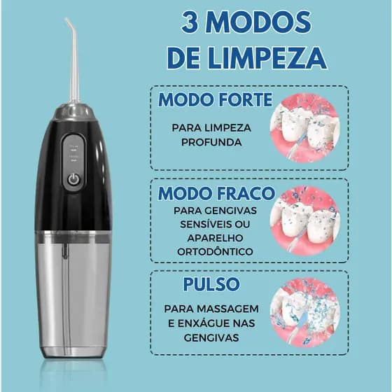 Water Flosser Profissional Sem Fio | Irrigador Oral Recarregável com Bateria de Longa Autonomia