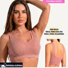 Top COM Bojo Sem Costura Tecido Macio e Confortável para Uso Diário e Exercícios