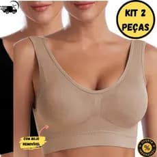 Kit 2 Top Sem Costura Com Bojo Alças Largas e Tecido Super Confortável Sutiãs Soutien