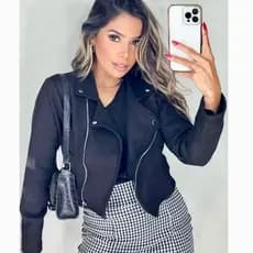 Jaqueta De Suede Femenina Com Ziper Inverno