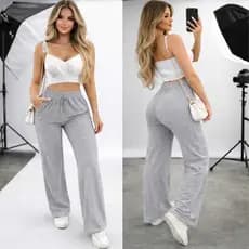 Calça Pantalona de Lanzinho Feminina Cintura Alta com Bolso pra Inverno