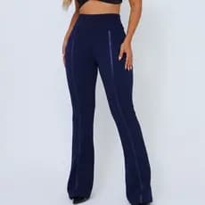 Calça flare social bailarina  com todo o estilo e com detalhe de cirre cintura alta