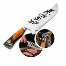 Faca Churrasco Picanheira Artesanal em Aço Inox 10 Polegadas Meio cavalo Cabo Resina Com Bainha