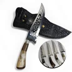 Faca Artesanal de Aço Inox com Cabo de Chifre Super Afiada com Bainha Qualidade Churrasco Cozinha