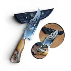 Faca Aço Inox Artesanal Churrasco Cabo Resina Pingente Cavalo Laço Lâmina Rosto Cavalo 8"
