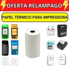 Kit 30 Bobina Etiqueta Térmica 57x16 metros Branca Rolos Para Mini Impressora Portátil