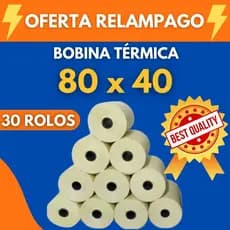 Bobina Termica Lisa 80x40 Papel Qualidade Premium Branco caixa com 30/10/6 rolos