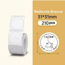 1 Rolo Etiqueta Niimbot Redonda Branca 31x31mm (210un)
