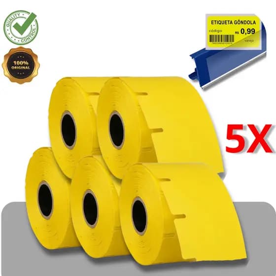 5 ROLOS ETIQUETA PARA GONDOLA  50X30 - XD-210 E XD-310