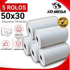 5 rolos etiqueta adesiva 50x30 impressora gatinho gato