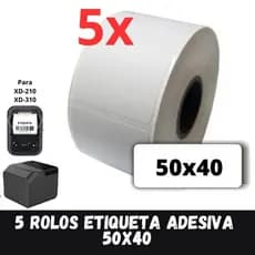 5 ROLOS ETIQUETA 50X40 - XD-210 XD-310 PT260