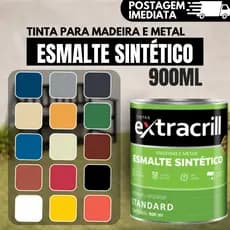 Tinta Esmalte Sintético Madeira e Metal Extracrill Alto Brilho 900ML E 225ML Base Solvente