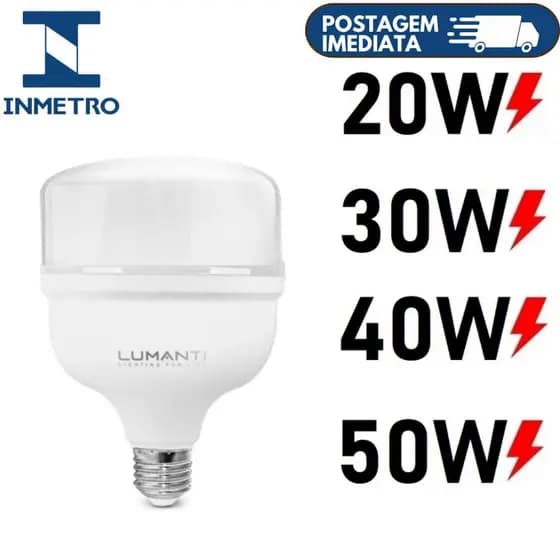 Lampada LED Alta Potência  E27 Super BrancaEconômica Ultra Brilhante Bivolt Branco Frio 6500K