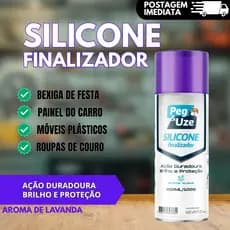 Silicone Spray Finalizador 250ml Automotivo Couro Bexiga de Festa Aroma Lavanda