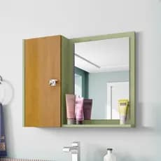 Armário Espelheira Genova com Porta Nicho para Banheiro Lavabo