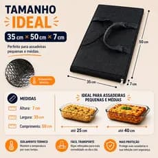 Porta assadeira com alça Porta assadeira térmico Capa para assadeira