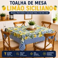 Toalha de Mesa Luxo Quadrada Digital  para 4 Lugares tecido de alta qualidade