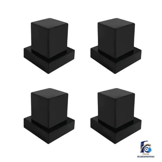 4 Acabamento Quadrado Metal Preto Registro Pressão Gaveta Chuveiro Modelo Padrão Deca