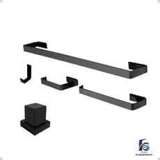 Kit Banheiro Preto Fosco Completo | Acabamento Registro + Acessórios Quadrados Inox | Alta Qualidade