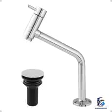 Torneira link Alta de ABS Cromada Para Cuba de Sobrepor Banheiro e Lavatorio + Valvula Click