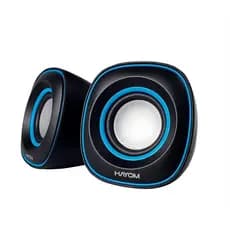 CAIXA DE SOM MULTIMIDIA HAYOM, PARA PC, USB, 3W2, PRETO E AZUL - KM2503