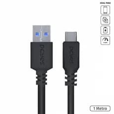CABO USB TIPO C PARA USB A 3.0 1M PRETO - P3UACP-1