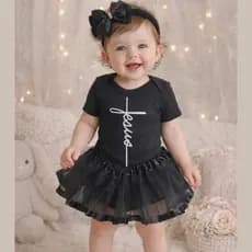 Kit Body Tematico Jesus Saia Tule Laço Mesversário Festa Cristo Rei dos reis