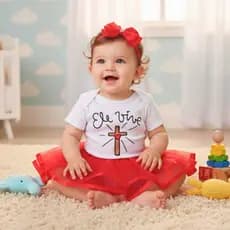 Kit Body Tematico Ele vive Presente Cristão Mesversário Cha De Bebe Kit