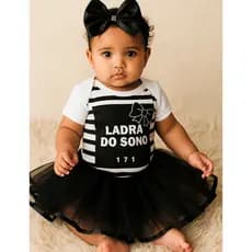 Kit Body Bebe Frases Ladra De Sono Laço Saia tutu Tule 171 Tematico