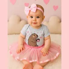 Kit ou Body Tematico de Capivara Mesversário Festa Presente Bebe 0 a 12 meses 100% Algodão