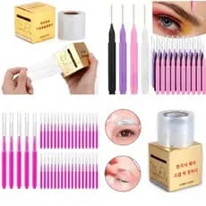 Kit Escovinhas Brow Lamination 30/60/90 ou 120 Un + Plástico Filme 200m Caixinha Com Lâmina de Corte
