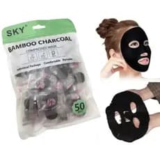 50 Máscaras Facial Preta Carvão De Bambu Desidratada Descartável Limpezal Para Skin Care