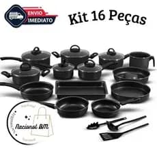 Kit de Panelas Vermelho 16 Peças com Teflon, Tampa de Vidro e Variedade de cores