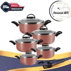 Kit de Caçarolas 5 Peças Rose com Utensílios – Antiaderente e Design Moderno Envio Imediato