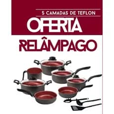 Jogo de Panelas 10 Peças Preto Cereja Antiaderente com Tampa de Vidro