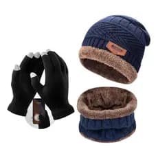 Kit Frio Inverno Completo com Gorro Luva Touch e Cachecol Peluciado