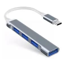 Hub USB-C 4 Portas 3.0 – Transferência Rápida 5Gbps para Celular, Tablet e PC