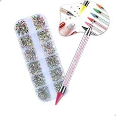 Kit Nail Art com Pedrinhas para Unhas + Caneta Pega Strass – Decoração Brilhante