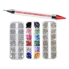Kit 3 Estojo Strass Furta Cor Prata Colorido + Caneta Strass