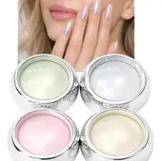 Kit 04 Pó Sereia Asa De Borboleta Para Unhas Pó Fino Pincel Cor Sortido